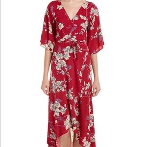 Reverse red wrap dress